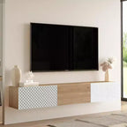 Meuble TV Console de divertissement avec étagères de rangement et portes