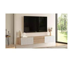 Meuble TV Console de divertissement avec étagères de rangement et portes