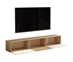 Meuble TV Console de divertissement avec étagères de rangement et portes