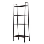 Étagère de rangement à 4 niveaux, support polyvalent pour livres et objets, cadre en fer, 147 cm, blanc ivoire/noir