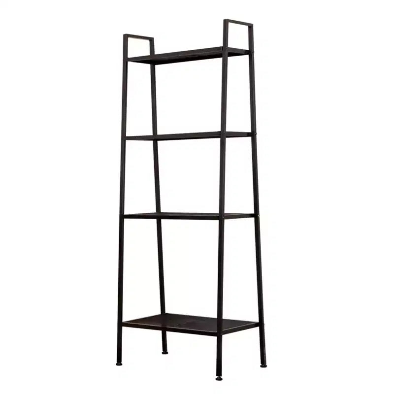 Étagère de rangement à 4 niveaux, support polyvalent pour livres et objets, cadre en fer, 147 cm, blanc ivoire/noir