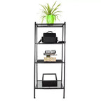 Étagère de rangement à 4 niveaux, support polyvalent pour livres et objets, cadre en fer, 147 cm, blanc ivoire/noir