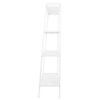 Étagère de rangement à 4 niveaux, support polyvalent pour livres et objets, cadre en fer, 147 cm, blanc ivoire/noir