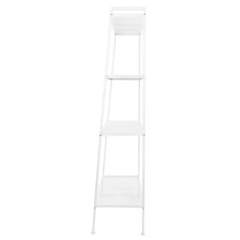 Étagère de rangement à 4 niveaux, support polyvalent pour livres et objets, cadre en fer, 147 cm, blanc ivoire/noir