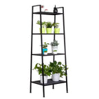 Étagère de rangement à 4 niveaux, support polyvalent pour livres et objets, cadre en fer, 147 cm, blanc ivoire/noir