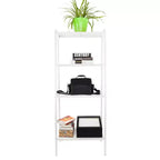 Étagère de rangement à 4 niveaux, support polyvalent pour livres et objets, cadre en fer, 147 cm, blanc ivoire/noir