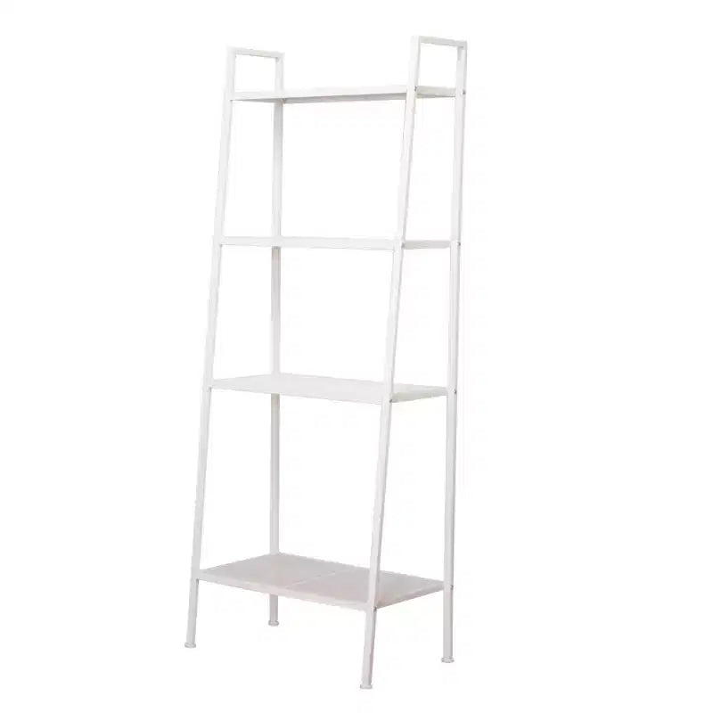 Étagère de rangement à 4 niveaux, support polyvalent pour livres et objets, cadre en fer, 147 cm, blanc ivoire/noir