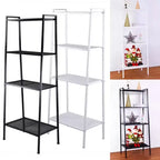 Étagère de rangement à 4 niveaux, support polyvalent pour livres et objets, cadre en fer, 147 cm, blanc ivoire/noir