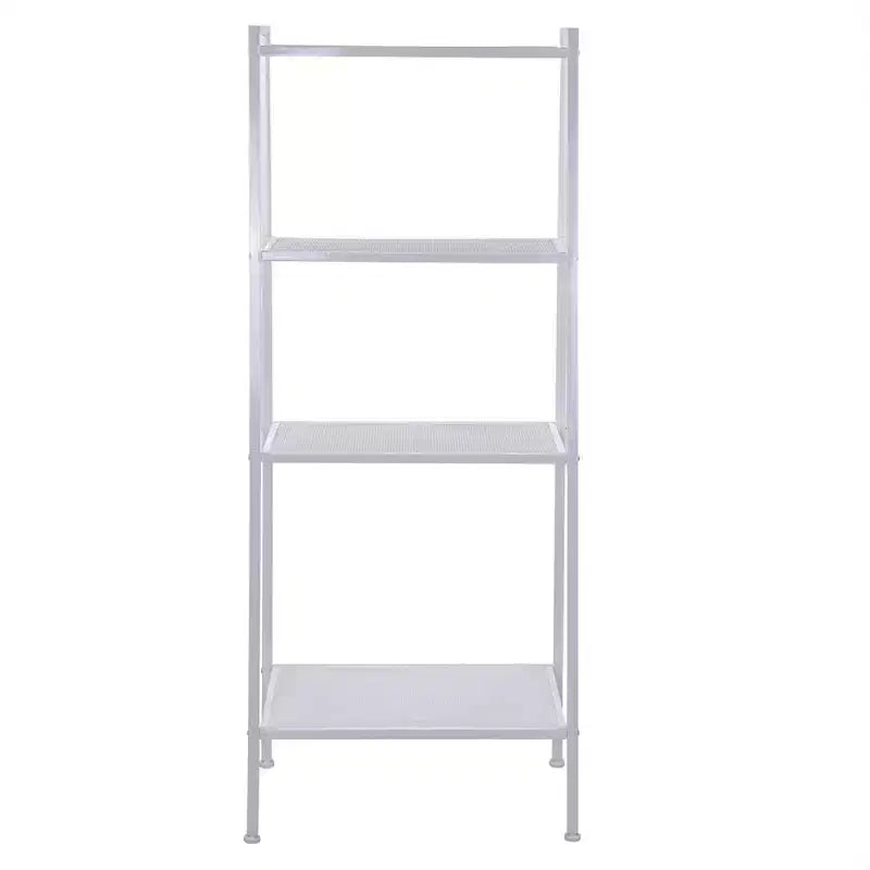 Étagère de rangement à 4 niveaux, support polyvalent pour livres et objets, cadre en fer, 147 cm, blanc ivoire/noir