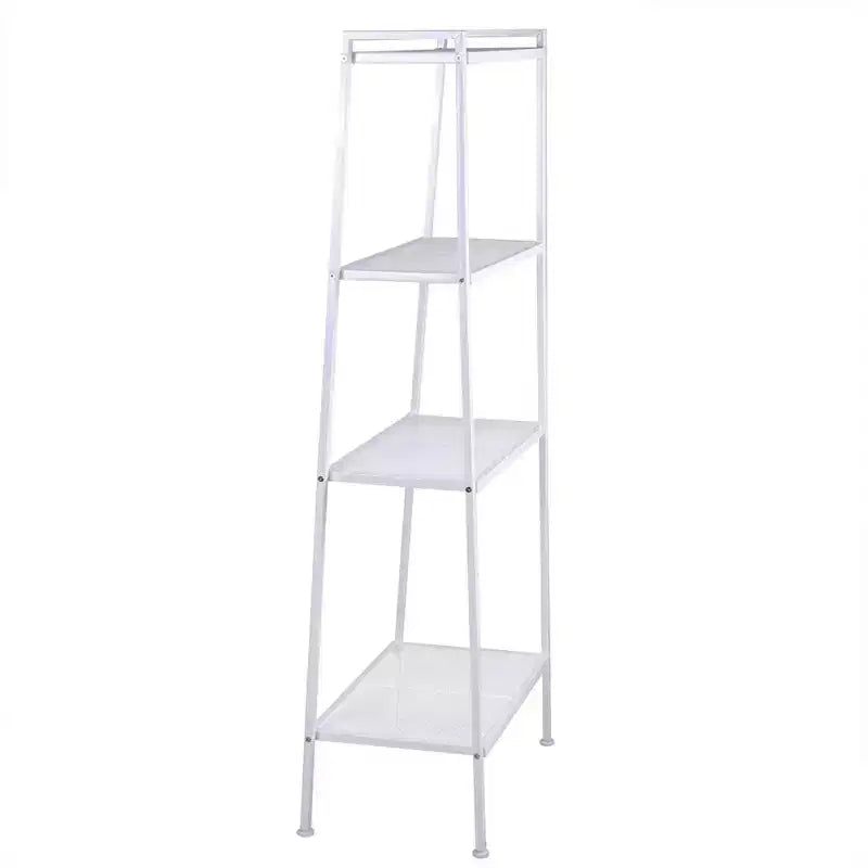 Étagère de rangement à 4 niveaux, support polyvalent pour livres et objets, cadre en fer, 147 cm, blanc ivoire/noir
