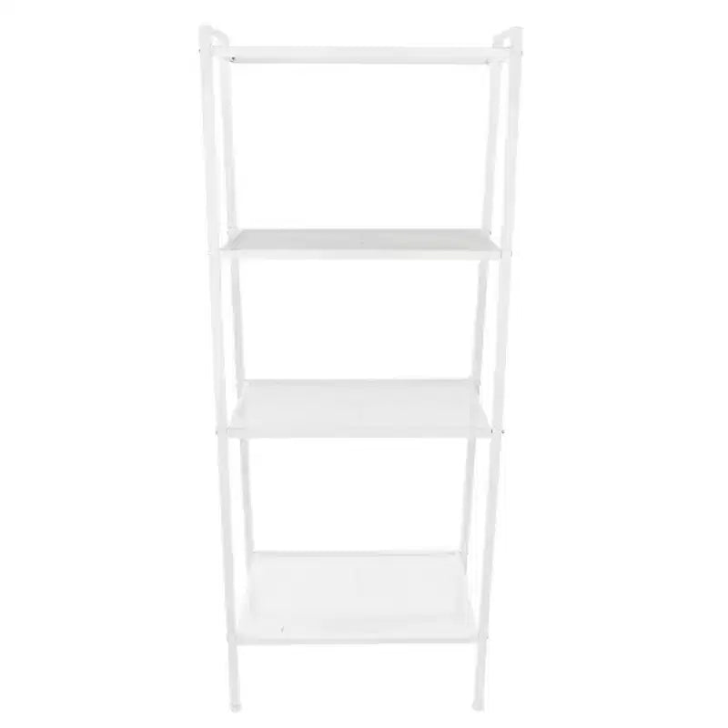 Étagère de rangement à 4 niveaux, support polyvalent pour livres et objets, cadre en fer, 147 cm, blanc ivoire/noir