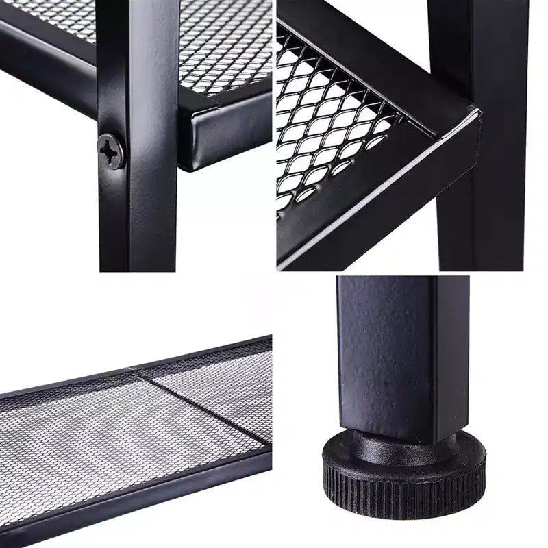 Étagère de rangement à 4 niveaux, support polyvalent pour livres et objets, cadre en fer, 147 cm, blanc ivoire/noir