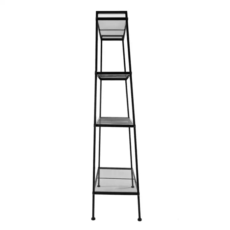 Étagère de rangement à 4 niveaux, support polyvalent pour livres et objets, cadre en fer, 147 cm, blanc ivoire/noir