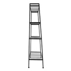 Étagère de rangement à 4 niveaux, support polyvalent pour livres et objets, cadre en fer, 147 cm, blanc ivoire/noir