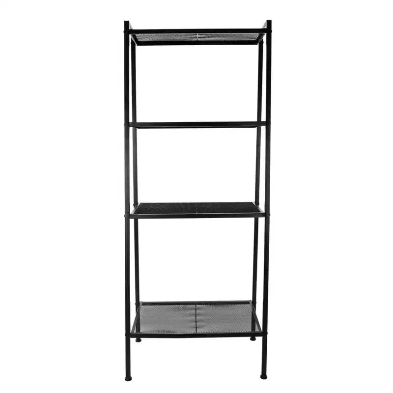 Étagère de rangement à 4 niveaux, support polyvalent pour livres et objets, cadre en fer, 147 cm, blanc ivoire/noir
