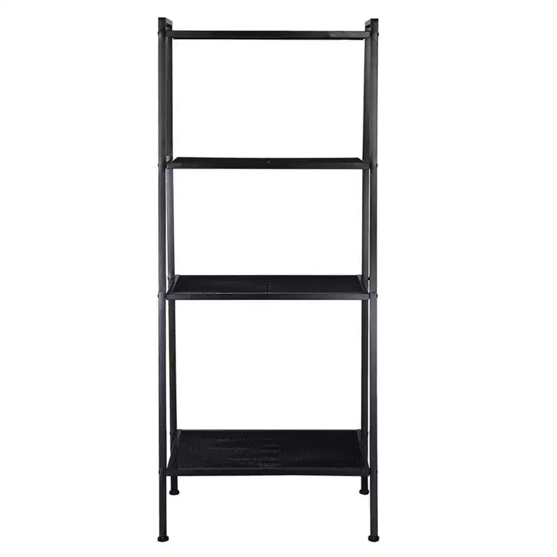 Étagère de rangement à 4 niveaux, support polyvalent pour livres et objets, cadre en fer, 147 cm, blanc ivoire/noir