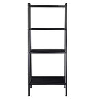 Étagère de rangement à 4 niveaux, support polyvalent pour livres et objets, cadre en fer, 147 cm, blanc ivoire/noir