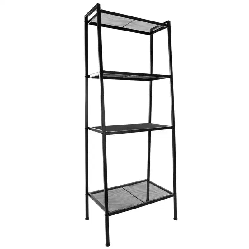 Slickblue 4-Tier Storage Bookshelf, Multi-Use Rack for Books & Items, Iron Frame, 57.9in, Ivory White/Black