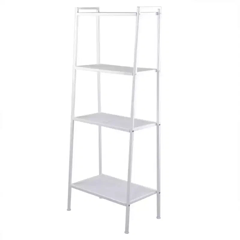 Étagère de rangement à 4 niveaux, support polyvalent pour livres et objets, cadre en fer, 147 cm, blanc ivoire/noir