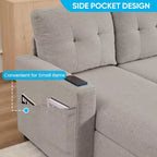 Canapé-lit modulaire 4 places avec rangement et méridienne, canapé en U avec lit gigogne