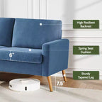 68 Canapé 2 places confortable, Canapés 2 places modernes pour salon/chambre à coucher, Canapé confortable avec coussin à ressorts, Bois massif, Assemblage sans outils