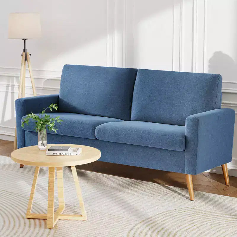 68 Canapé 2 places confortable, Canapés 2 places modernes pour salon/chambre à coucher, Canapé confortable avec coussin à ressorts, Bois massif, Assemblage sans outils
