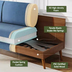68 Canapé 2 places confortable, Canapés 2 places modernes pour salon/chambre à coucher, Canapé confortable avec coussin à ressorts, Bois massif, Assemblage sans outils