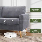68 Canapé 2 places confortable, Canapés 2 places modernes pour salon/chambre à coucher, Canapé confortable avec coussin à ressorts, Bois massif, Assemblage sans outils