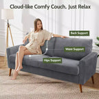 68 Canapé 2 places confortable, Canapés 2 places modernes pour salon/chambre à coucher, Canapé confortable avec coussin à ressorts, Bois massif, Assemblage sans outils
