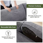 68 Canapé 2 places confortable, Canapés 2 places modernes pour salon/chambre à coucher, Canapé confortable avec coussin à ressorts, Bois massif, Assemblage sans outils
