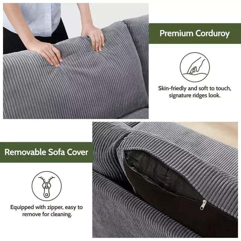 68 Canapé 2 places confortable, Canapés 2 places modernes pour salon/chambre à coucher, Canapé confortable avec coussin à ressorts, Bois massif, Assemblage sans outils
