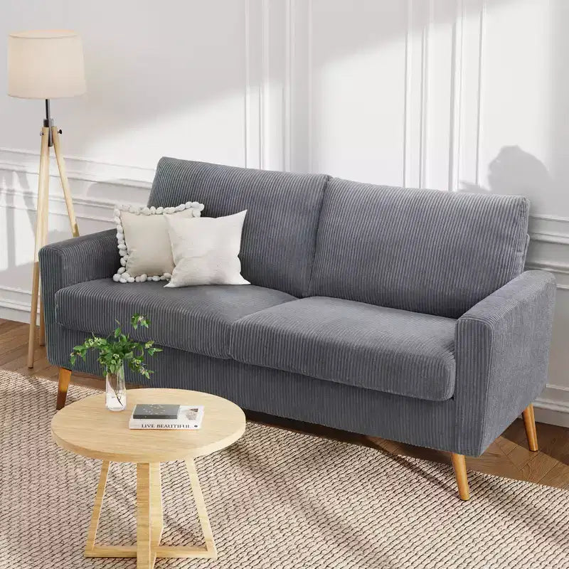 68 Canapé 2 places confortable, Canapés 2 places modernes pour salon/chambre à coucher, Canapé confortable avec coussin à ressorts, Bois massif, Assemblage sans outils