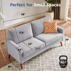 68 Canapé 2 places confortable, Canapés 2 places modernes pour salon/chambre à coucher, Canapé confortable avec coussin à ressorts, Bois massif, Assemblage sans outils