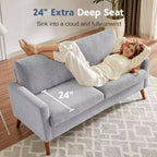 68 Canapé 2 places confortable, Canapés 2 places modernes pour salon/chambre à coucher, Canapé confortable avec coussin à ressorts, Bois massif, Assemblage sans outils