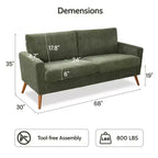 68 Canapé 2 places confortable, Canapés 2 places modernes pour salon/chambre à coucher, Canapé confortable avec coussin à ressorts, Bois massif, Assemblage sans outils