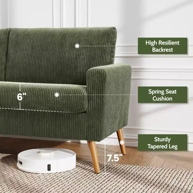 68 Canapé 2 places confortable, Canapés 2 places modernes pour salon/chambre à coucher, Canapé confortable avec coussin à ressorts, Bois massif, Assemblage sans outils