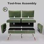 68 Canapé 2 places confortable, Canapés 2 places modernes pour salon/chambre à coucher, Canapé confortable avec coussin à ressorts, Bois massif, Assemblage sans outils