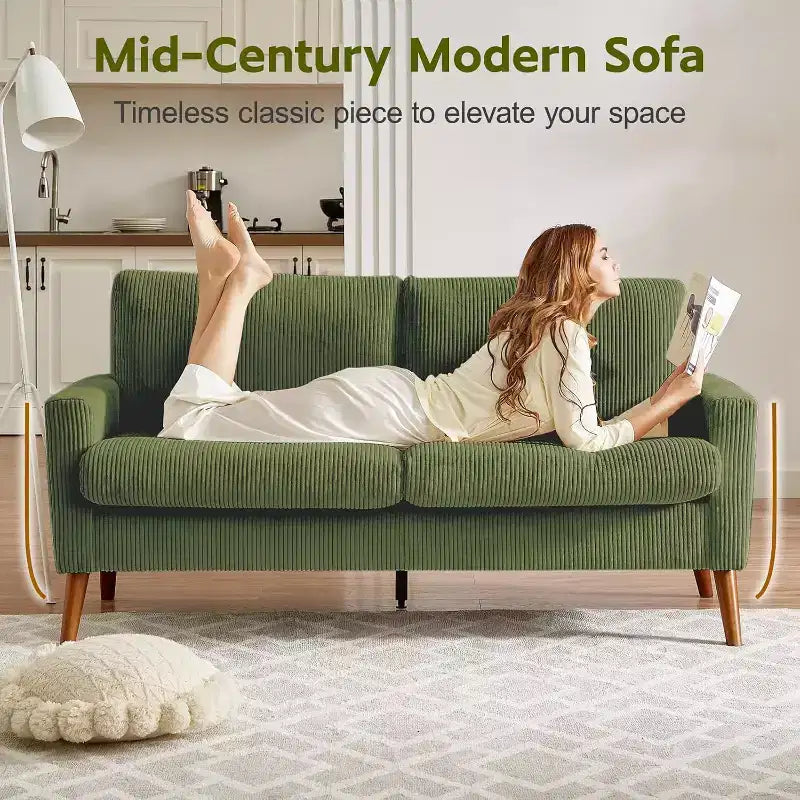68 Canapé 2 places confortable, Canapés 2 places modernes pour salon/chambre à coucher, Canapé confortable avec coussin à ressorts, Bois massif, Assemblage sans outils