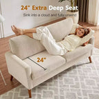 68 Canapé 2 places confortable, Canapés 2 places modernes pour salon/chambre à coucher, Canapé confortable avec coussin à ressorts, Bois massif, Assemblage sans outils