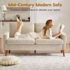 68 Canapé 2 places confortable, Canapés 2 places modernes pour salon/chambre à coucher, Canapé confortable avec coussin à ressorts, Bois massif, Assemblage sans outils
