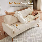 68 Canapé 2 places confortable, Canapés 2 places modernes pour salon/chambre à coucher, Canapé confortable avec coussin à ressorts, Bois massif, Assemblage sans outils
