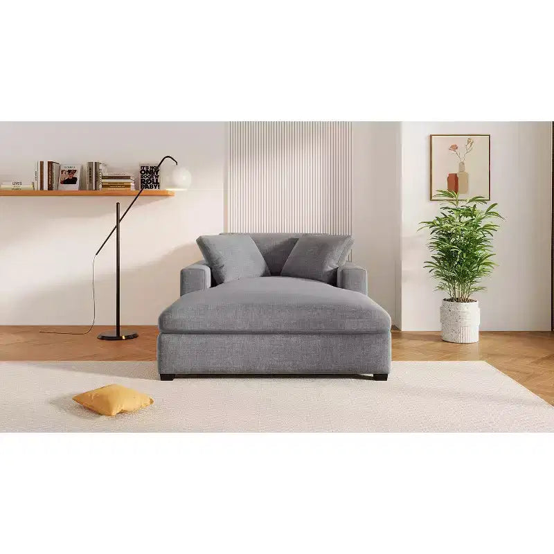 Chaise longue surdimensionnée 53,5" L x 70,9" P, fauteuil classique en tissu doux avec pieds en bois massif, assise confortable, montage facile