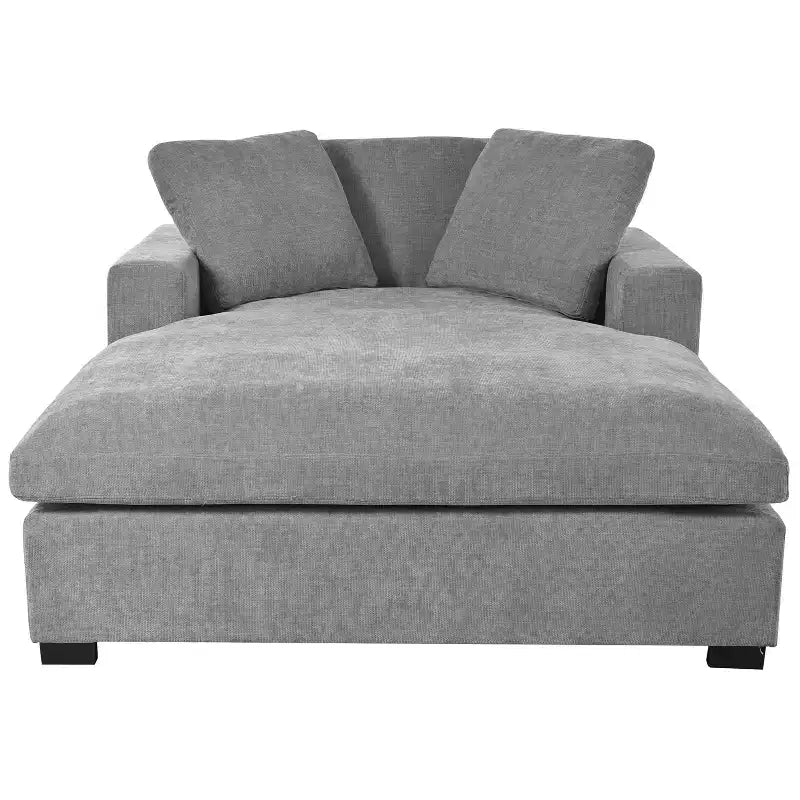 Chaise longue surdimensionnée 53,5" L x 70,9" P, fauteuil classique en tissu doux avec pieds en bois massif, assise confortable, montage facile
