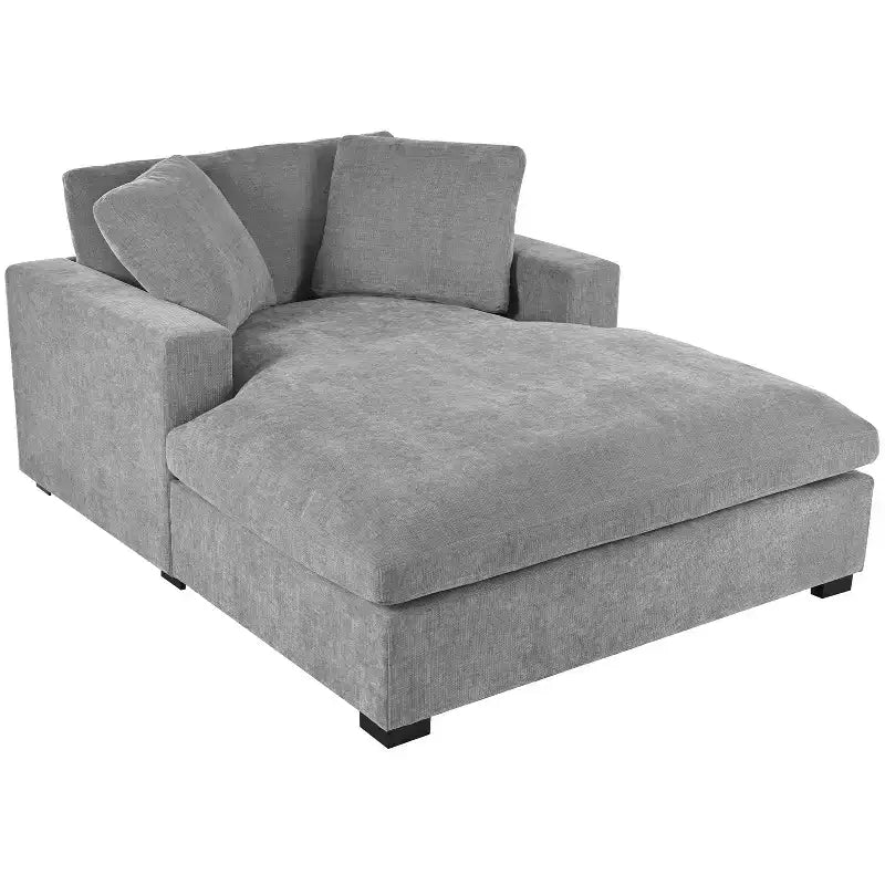 Chaise longue surdimensionnée 53,5" L x 70,9" P, fauteuil classique en tissu doux avec pieds en bois massif, assise confortable, montage facile