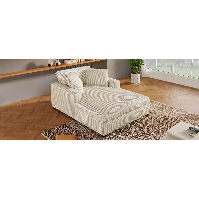 Chaise longue surdimensionnée 53,5" L x 70,9" P, fauteuil classique en tissu doux avec pieds en bois massif, assise confortable, montage facile