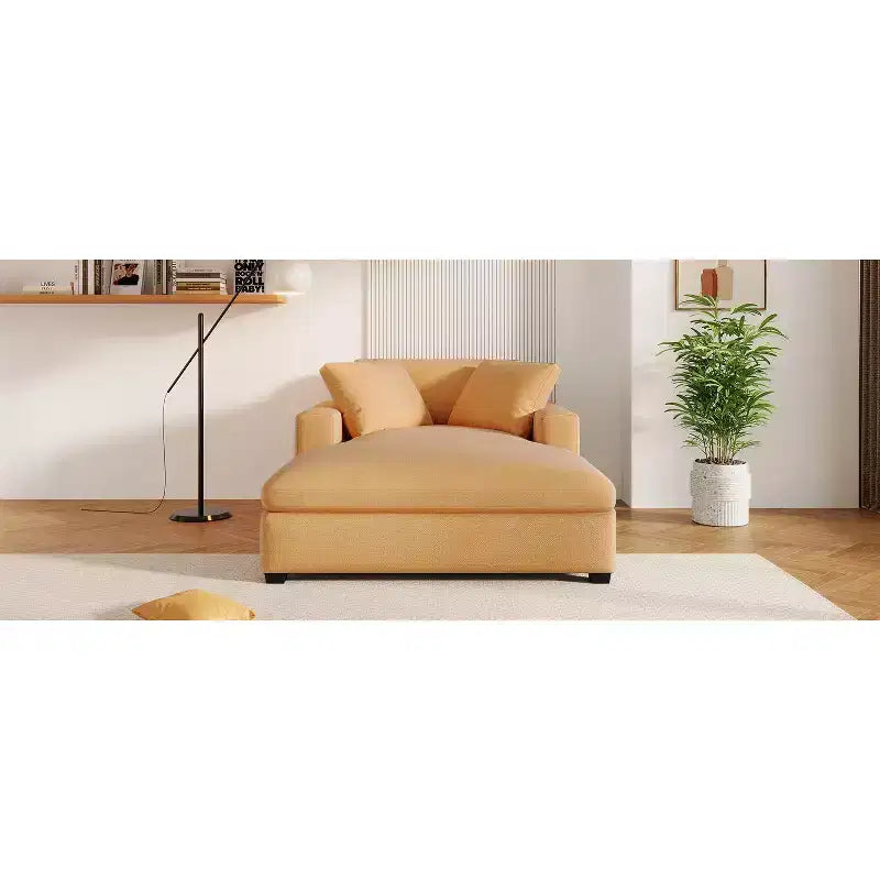 Chaise longue surdimensionnée 53,5" L x 70,9" P, fauteuil classique en tissu doux avec pieds en bois massif, assise confortable, montage facile