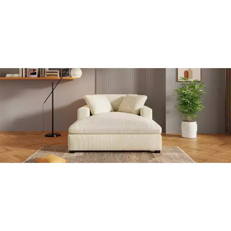 Chaise longue surdimensionnée 53,5" L x 70,9" P, fauteuil classique en tissu doux avec pieds en bois massif, assise confortable, montage facile