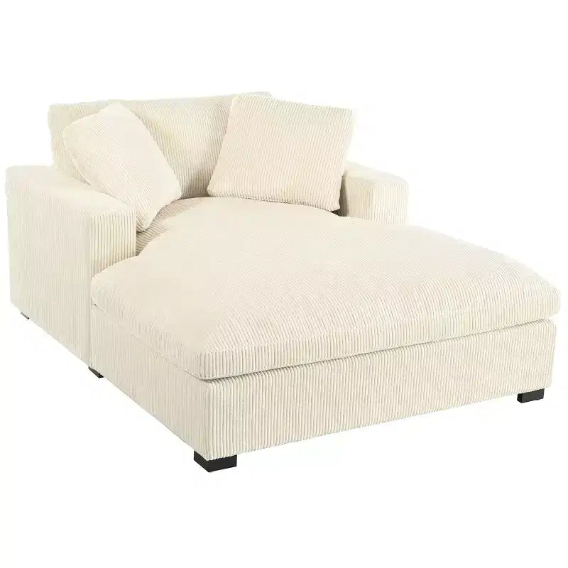 Chaise longue surdimensionnée 53,5" L x 70,9" P, fauteuil classique en tissu doux avec pieds en bois massif, assise confortable, montage facile