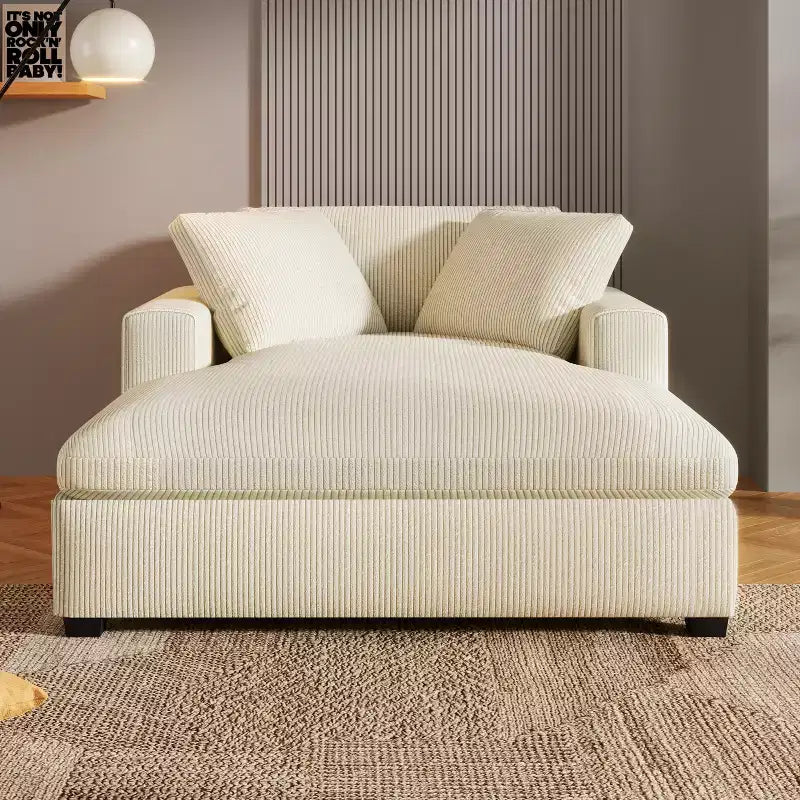 Mirod Oversized Chaise Lounge Chair 53.5W x 70.9D, Classic Soft Fabric Armchair with Solid Wood Legs, Comfortable Seating, Easy Assembly