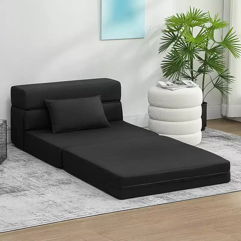 Canapé-lit pliable, fauteuil-lit avec oreiller, canapé futon convertible moderne en lin